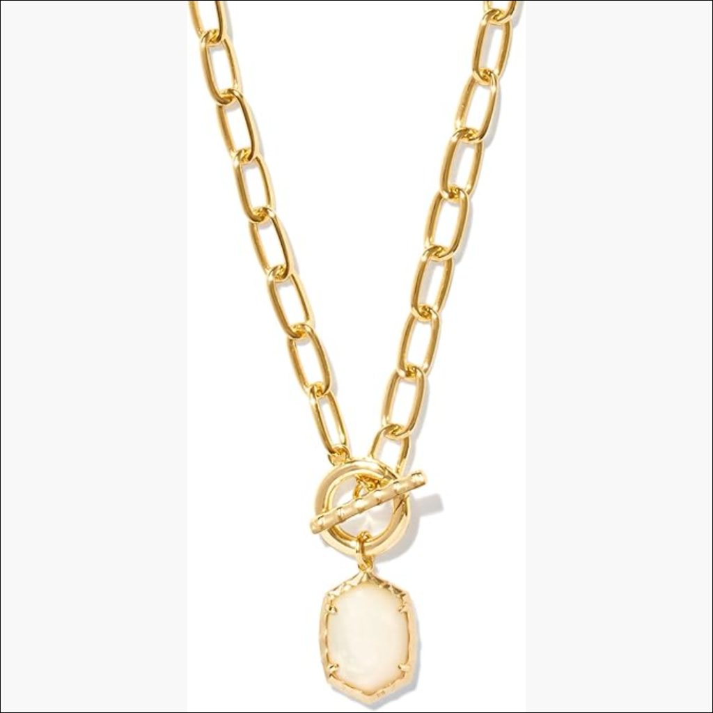 Gold Plated Brass Paperclip Chain Necklace With Toggle Closure